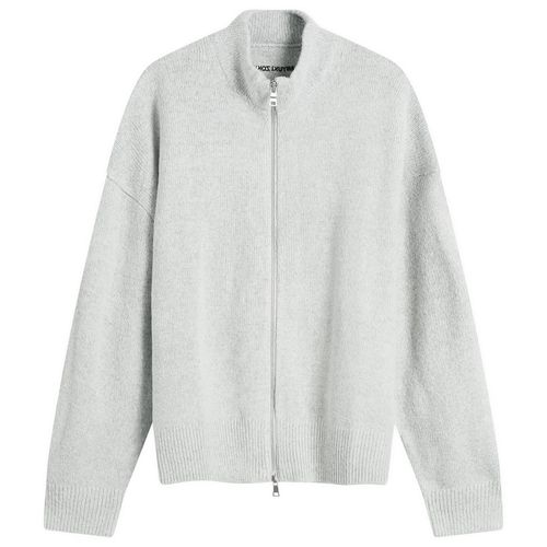 Men's Mohair Blend Knit Track Jacket Light Grey