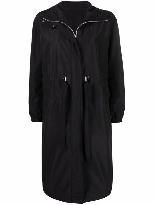 Oversized hooded zip-up coat - Black