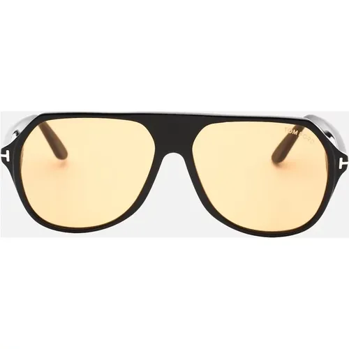 Men's Tom Ford Hayes Brown Lens Shiny Black Sunglasses - Size: ONE size