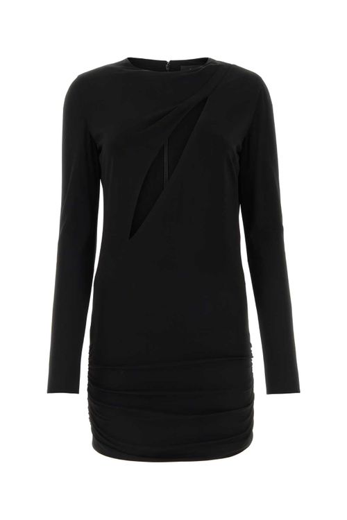 Draped Viscose Jersey Dress — Black