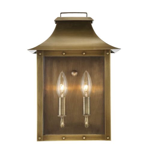 Aged Brass Two Light Wall Sconce from the Manchester Collection
