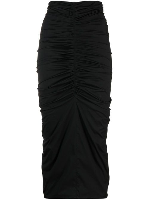 Gathered detailing midi skirt - Black