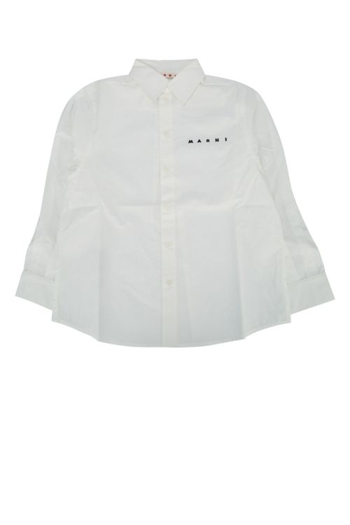 Logo-Embroidered Cotton Shirt — White