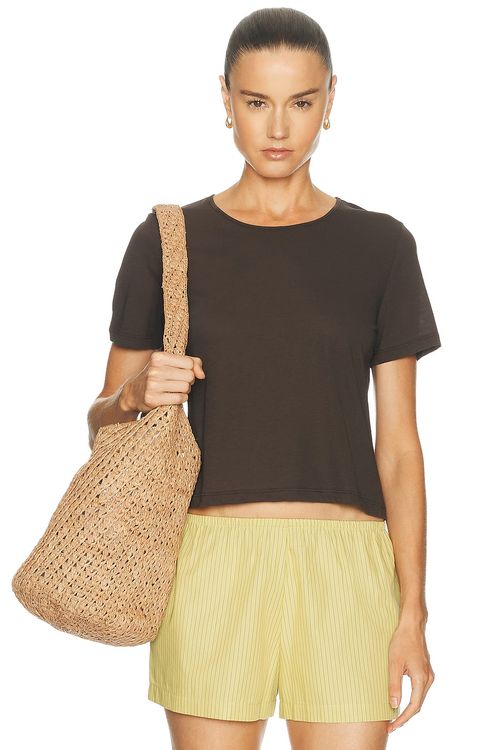 LESET Milo Crop Tee in Brown