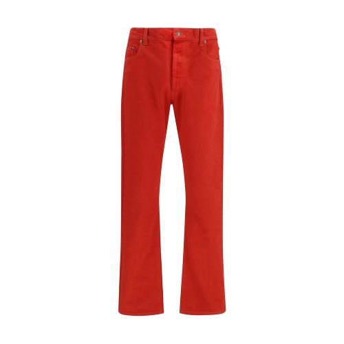 Cotton Straight-Leg Jeans — Red