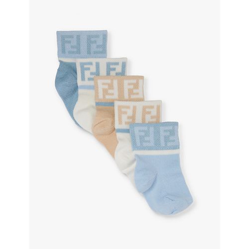 FF-logo Pack of Five Stretch-cotton-blend Socks 6-12 Years