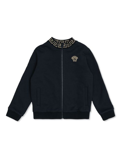 Medusa-embroidery cardigan - Blue