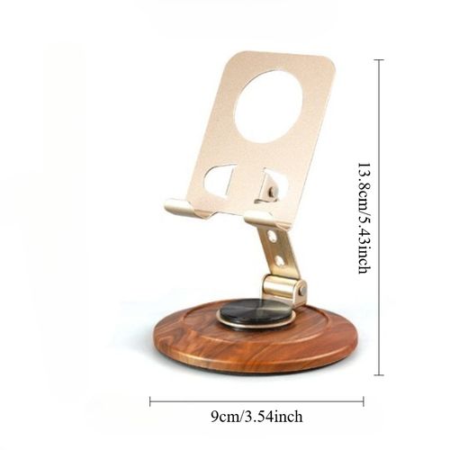 TEMU A High-end Retro Wood Grain Phone Stand With Instagram, 360 Degree Rotation, Desktop Phone Drama Stand. Metal Live Streaming Stand, , Novelty