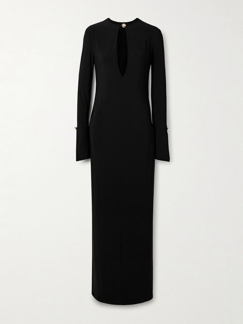 The Sylvie Cutout Stretch-jersey Gown - Black