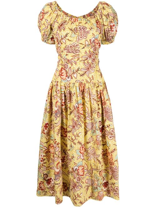 Golda floral-print midi dress - Yellow