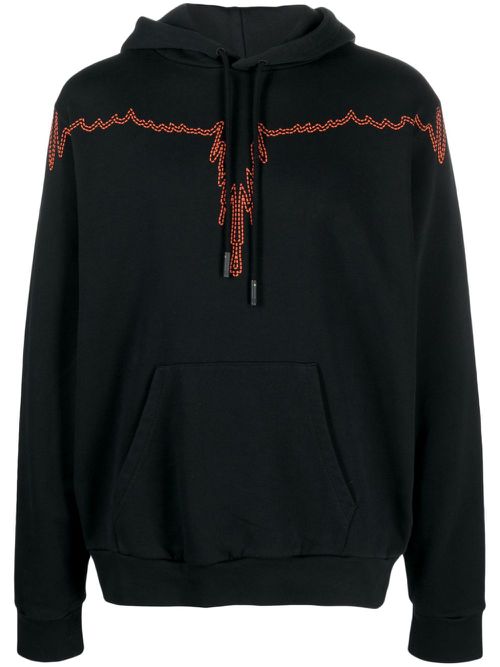 Graphic-print drawstring hoodie - Black