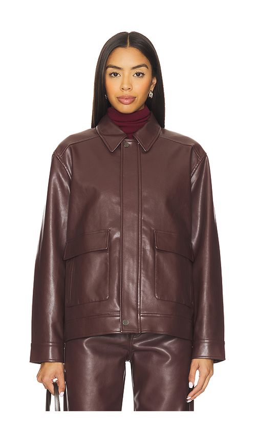 PISTOLA Valerie Faux Leather Bomber Jacket in Brown. XL. Also in L, M