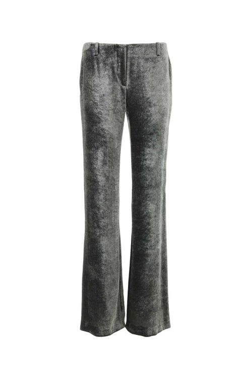 Velvet Wide-Leg Trousers — Gray