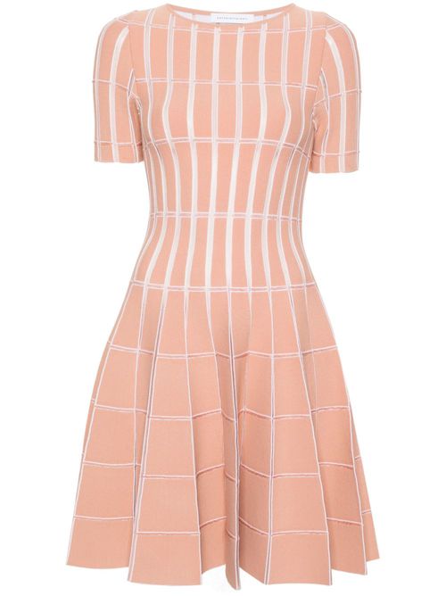 Mesh-panelling midi dress - Pink