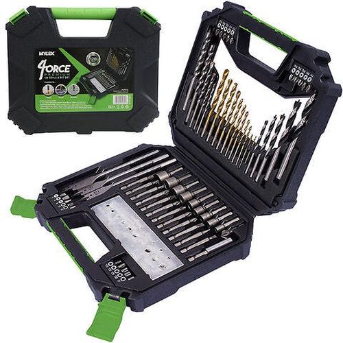 Mylek Cordless Drill 20V Brushless Driver Impact Hammer Action Combi Set with 128 Piece Accessory Set