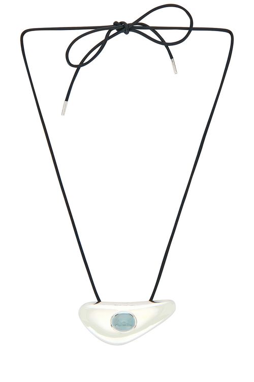 Loren Stewart Modernist Cord Pendant Necklace in Sterling Silver & Blue Topaz - Metallic Silver. a