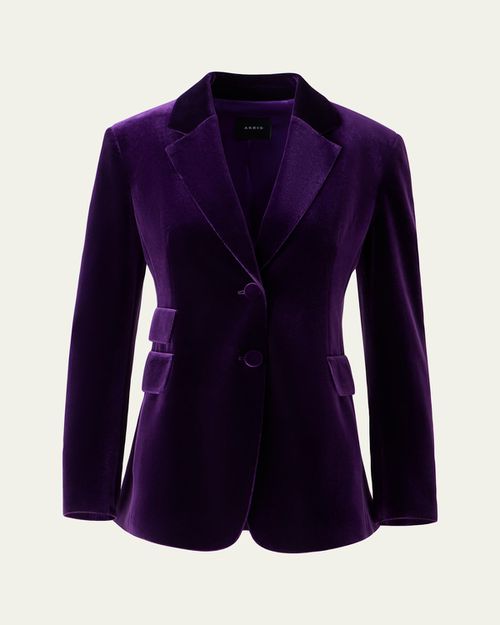 Arie Velvet Single-Breasted Jacket
