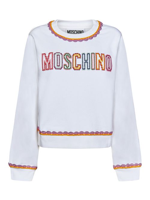 Sweater with multicolour edges and logo
