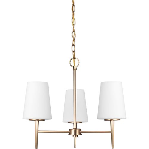 Satin Brass Chandelier from the Driscoll Collection