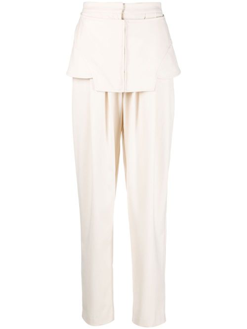 Corset-detail straight-leg trousers - Neutrals