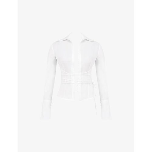 Womens White Moren Tie-front Cotton Shirt 