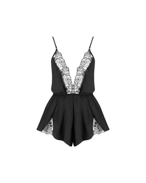 Bluebella Rosalie Luxury Satin Teddy Black/Sheer