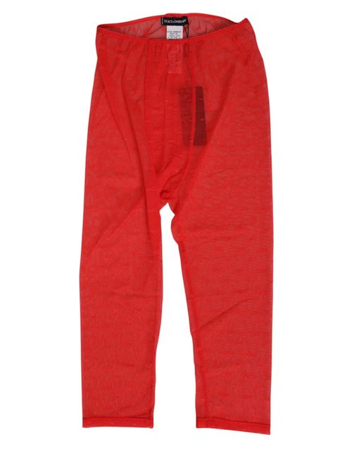Logo-Lace Leggings — Red