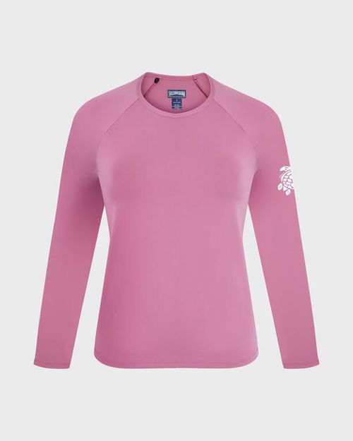 Women Long Sleeves Rashguard Top Solid - Rsh - Fly-out - Pink