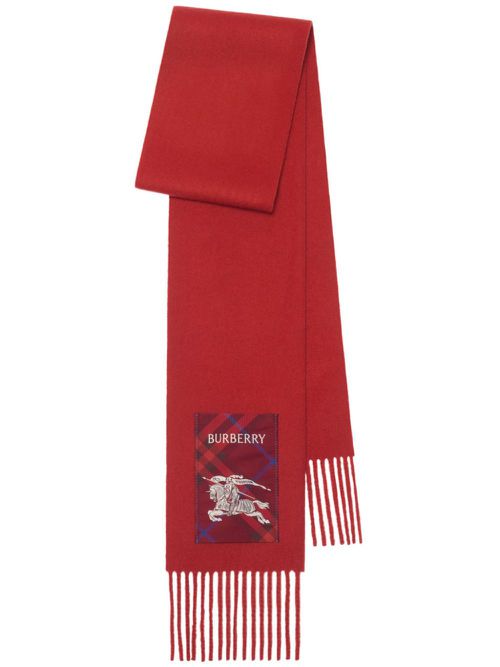 Check-label cashmere scarf - Red