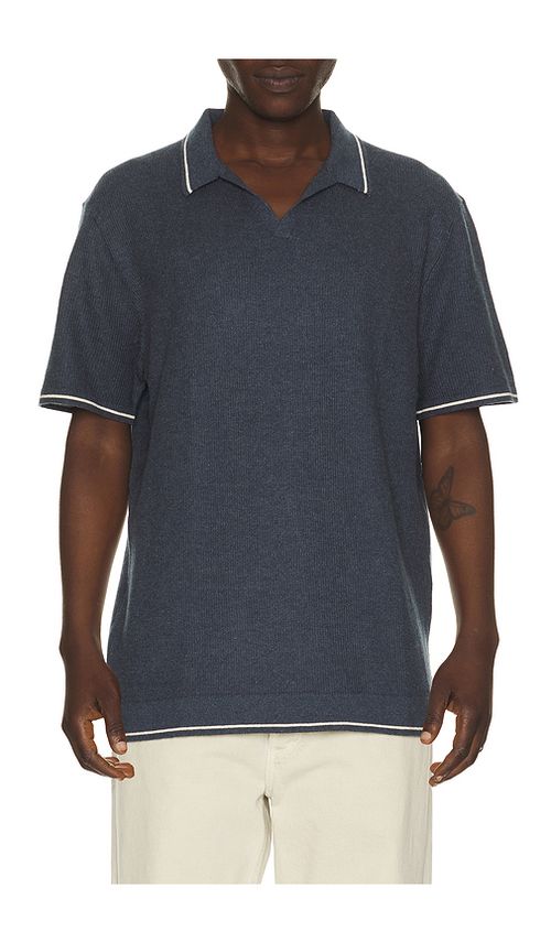 Marine Layer Liam Sweater Polo in Navy. - S also in M, L, XL/1X