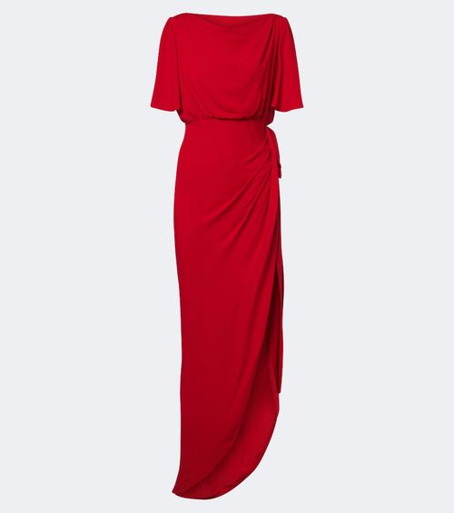 Draped silk georgette gown