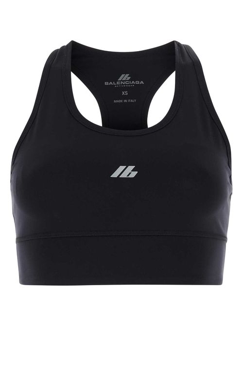 Black Stretch Nylon Crop-top