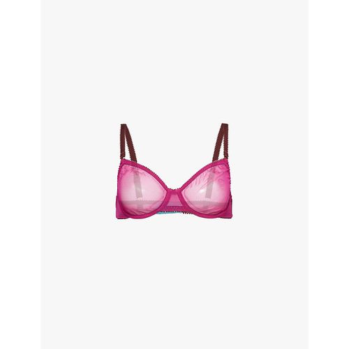 Womens Dark Pink Edith Sheer Recycled-nylon bra 32D