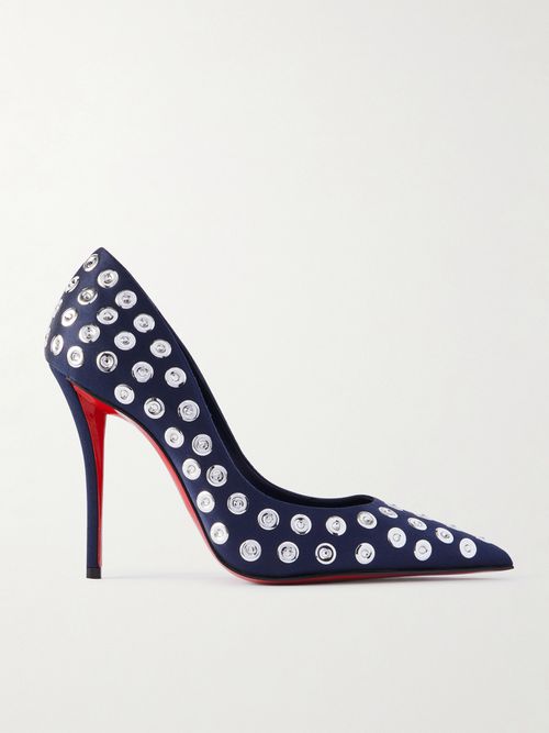 Miss Z Boum Boum 100 Embellished Satin-crepe Pumps - Blue