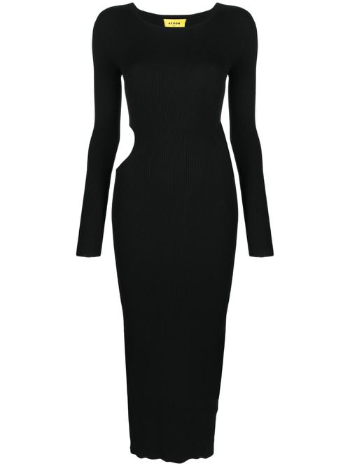Cut-out rib-knit maxi dress - Black