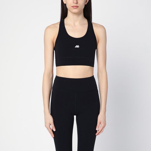 Black Activewear sleeveless top in matt nylon blend