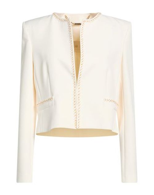 Woman Blazer Cream Size 6 Polyester, Elastane