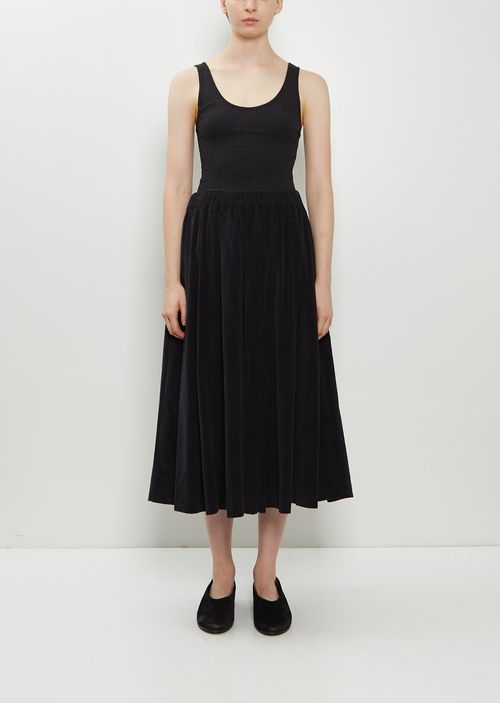 Album di Famiglia Pleated Stretch Cotton Long Skirt Ã¢ÂÂ Black