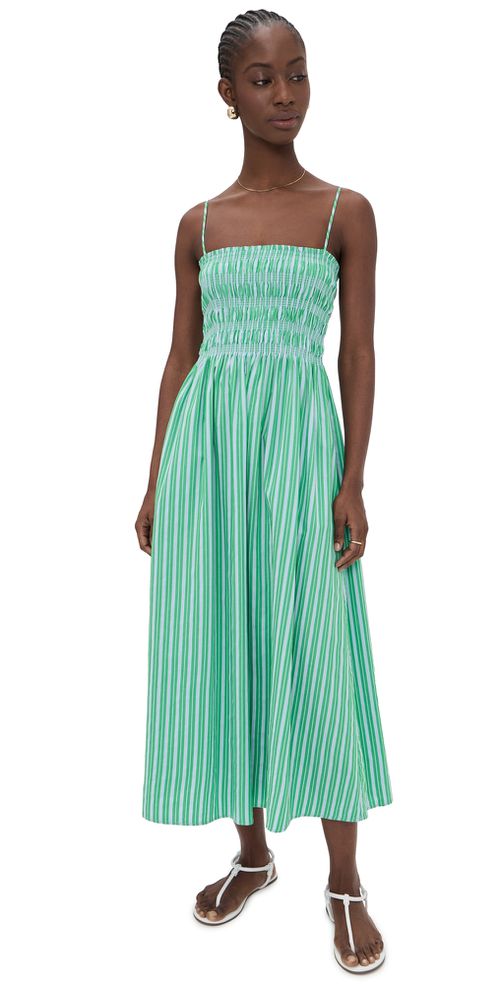 Bianca Dress Green Blue Stripe