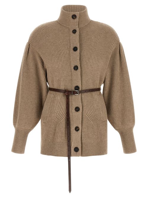 Virgin Wool Blend Cardigan — Beige