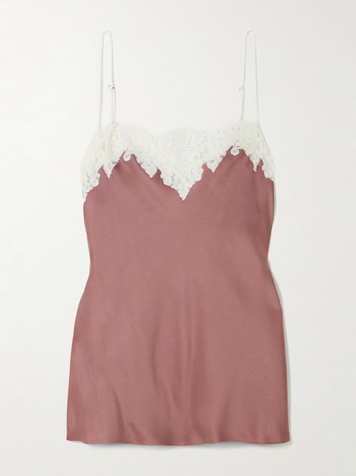 Lace-trimmed Satin Camisole - Pink