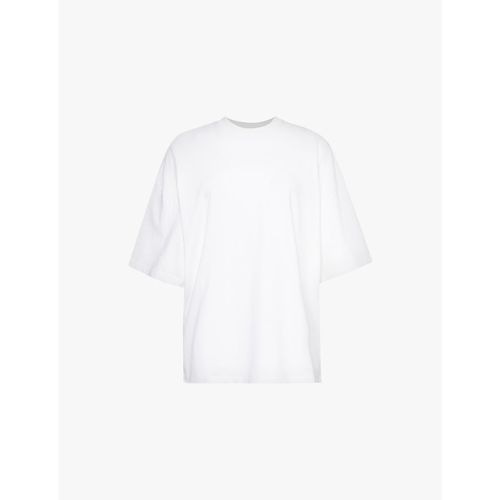 Womens White Short Sleeves Rubberised Branding Cotton-jersey T-shirt Xxs