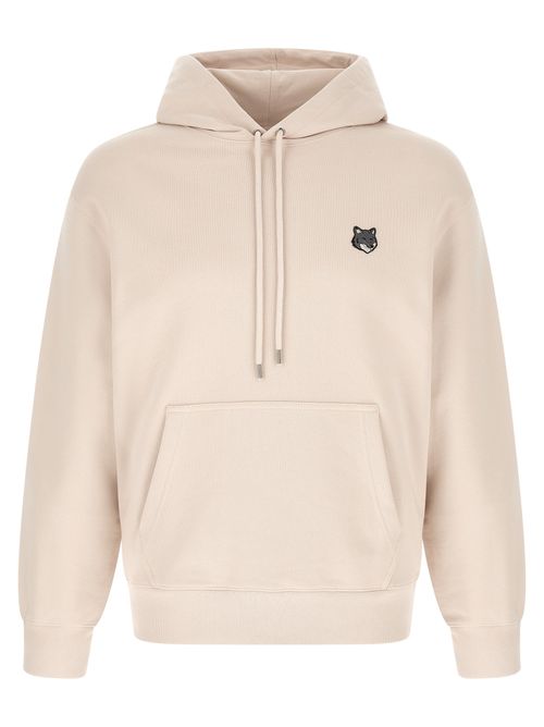 Embroidered Fox Logo Hoodie — Beige