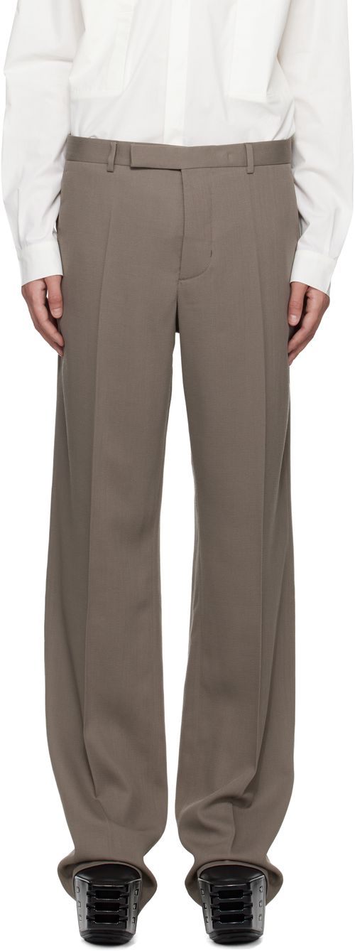 Gray Temple Twisted Wool Tailored Dietrich Trousers