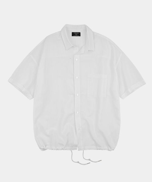 Airy oversized Tencel short-sleeve shirt ivory