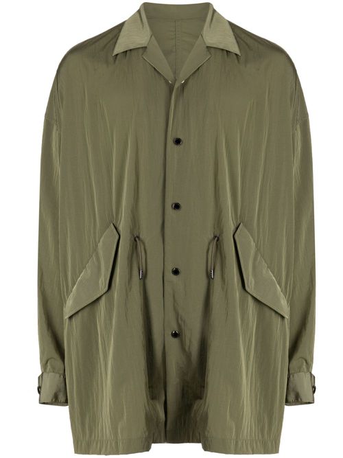 Notched-lapels press-stud fastening jacket - Green