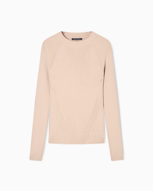 Round-neck sweater with raglan sleeves