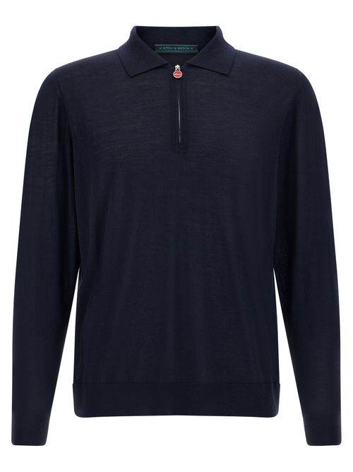 14 Micron Wool Polo Shirt — Navy