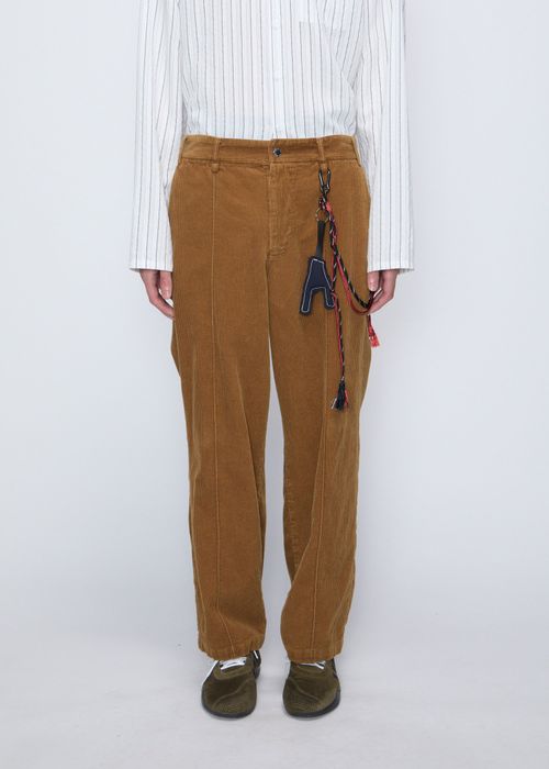 Pin Stitch Corduroy Trousers — Brown