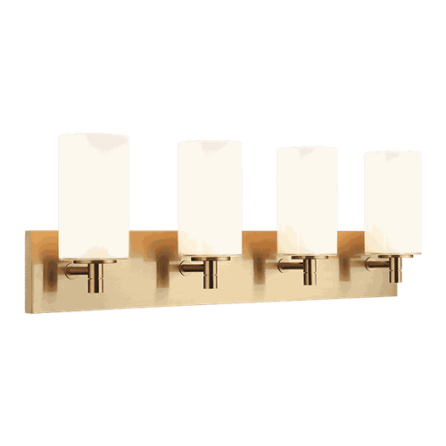 Aged Gold Brass Four Light Wall Sconce from the Candela Collection